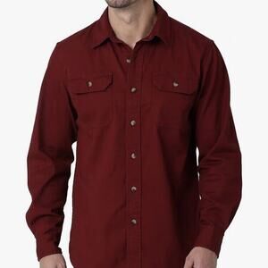 Wrangler Shirt Mens XL Red Burgandy Button Up Relaxed Fit Flex Long Sleeve NEW